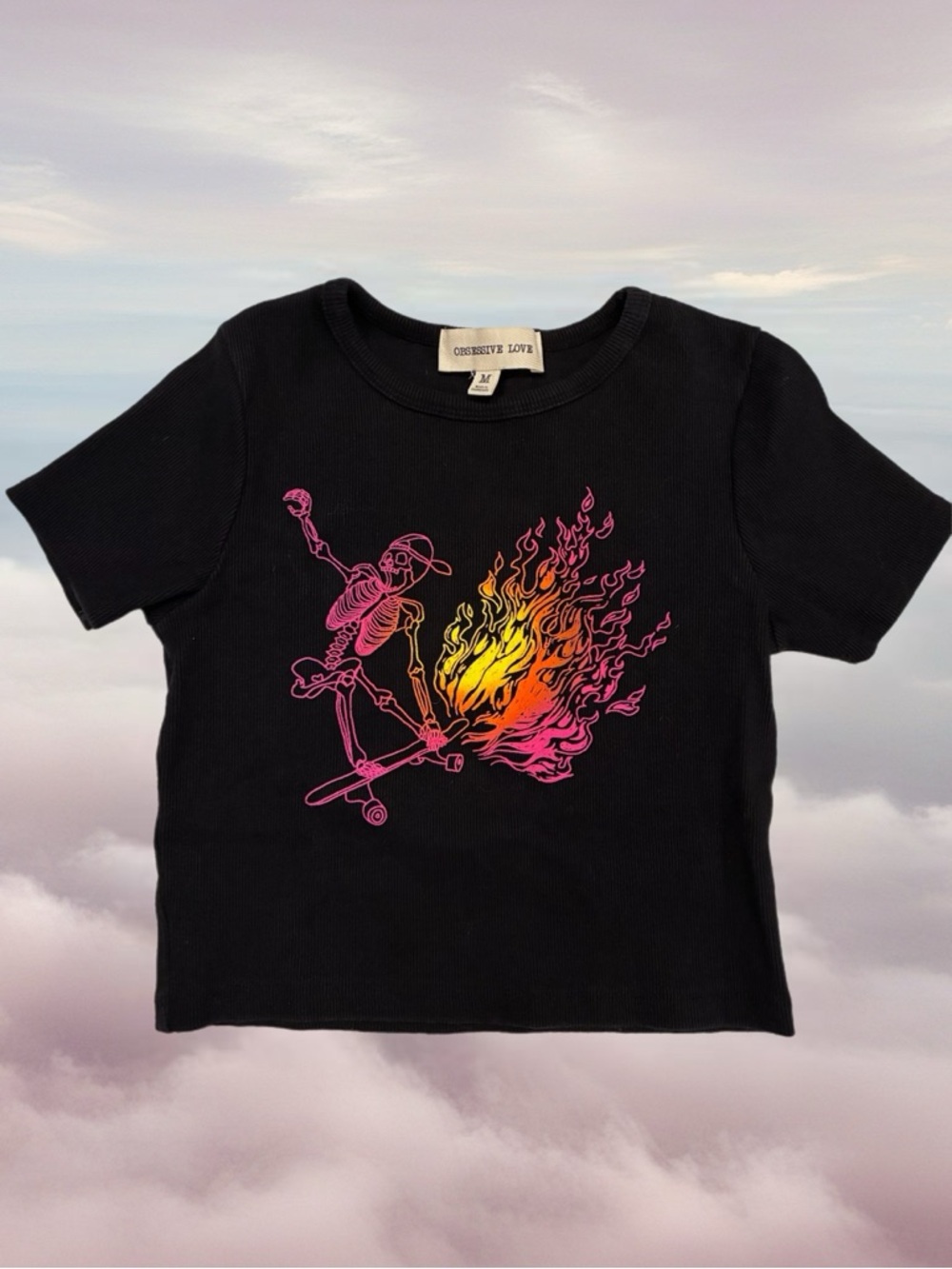 Consciousy Love Black Short Sleeve Flame Skeleton Tee
